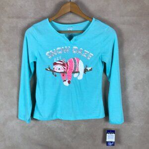 Kids Girls Glitter SNOW DAYS Pajama Shirt NWT L 10/12